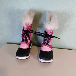 Ozark Trail Girl's Pink Black Tall Leather/Suede Winter Boots Sz 10